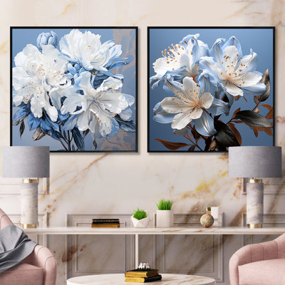 Full Bloom Rhododendron Bouquet III - Rhododendron Square Collage Set Of 2