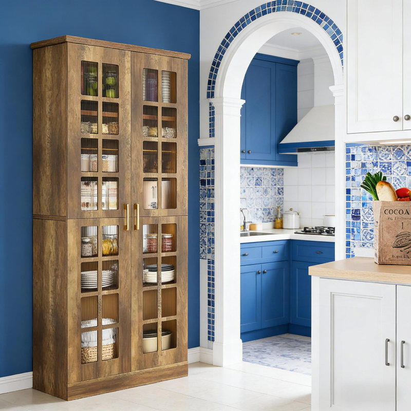 Armoire de rangement haute, garde-manger spacieux, armoire de cuisine