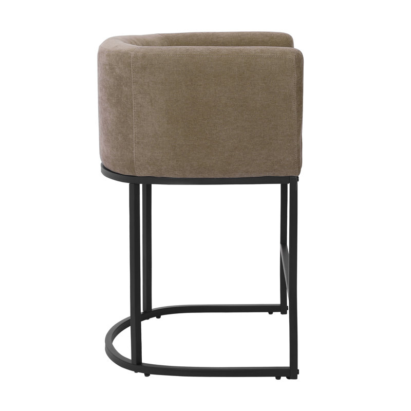 Tabouret de bar 26 po, Siège chameau / cadre noir, 1