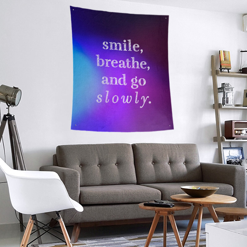 Tapisserie de polyester à quote-main lente, H 27,5 po x l 37,5 po, Bleu / mauve