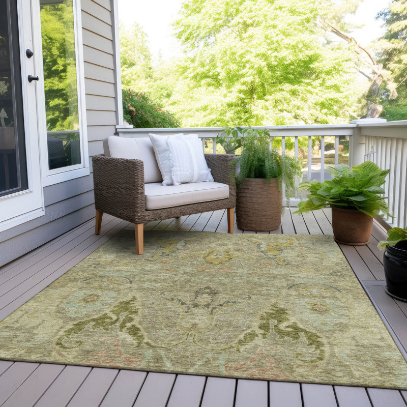 Tapis kaki Xhevrie intérieur / extérieur lavable à la machine, Rectangle 10 pi x 14 pi