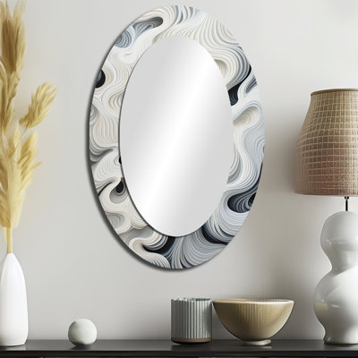 Miroir mural ovale monochrome noir et blanc Op Art