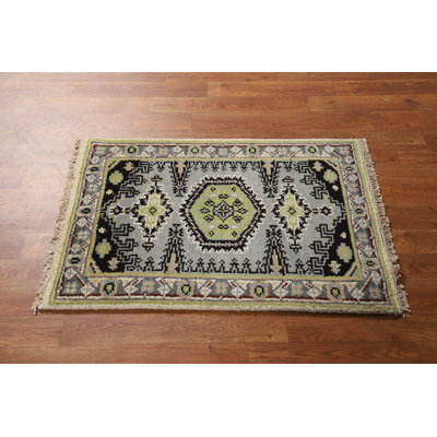 Tapis traditionnel indien gris en laine gris 2x3