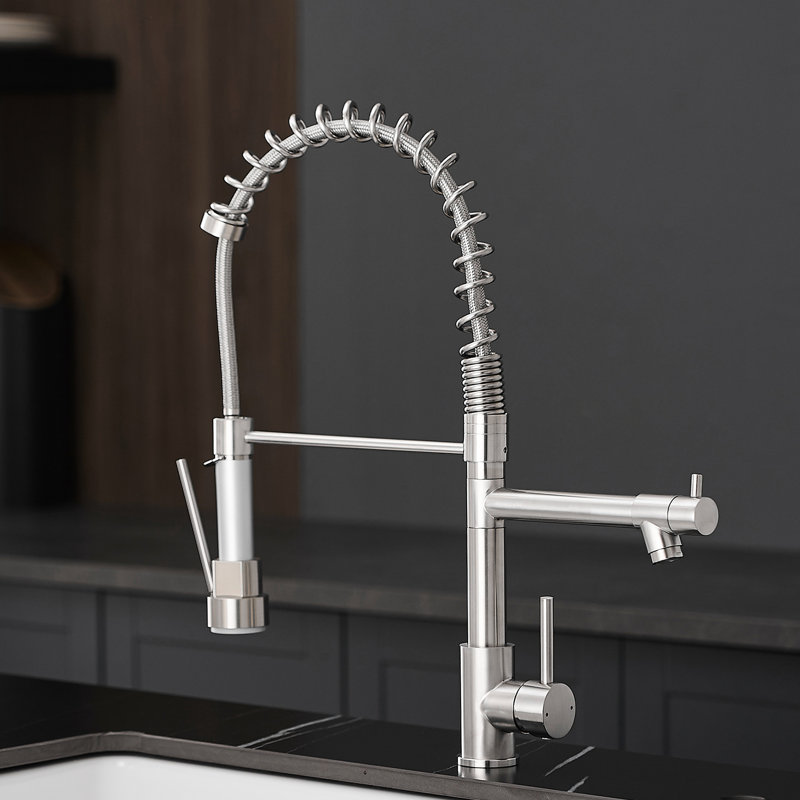 Robinet d'évier de cuisine en acier inoxydable, rétractable, nickel brossé, tracas - mélangeur d'entretien nickel, utilisation