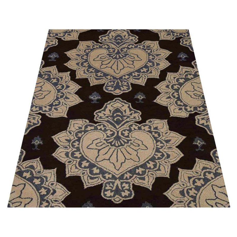 Tapis écologiques en laine touffetée à la main Vivanco - Rectangle, couleur brun crème, motif floral moderne, tapis antidérapants faits à la main épais pour salon, chambre à coucher