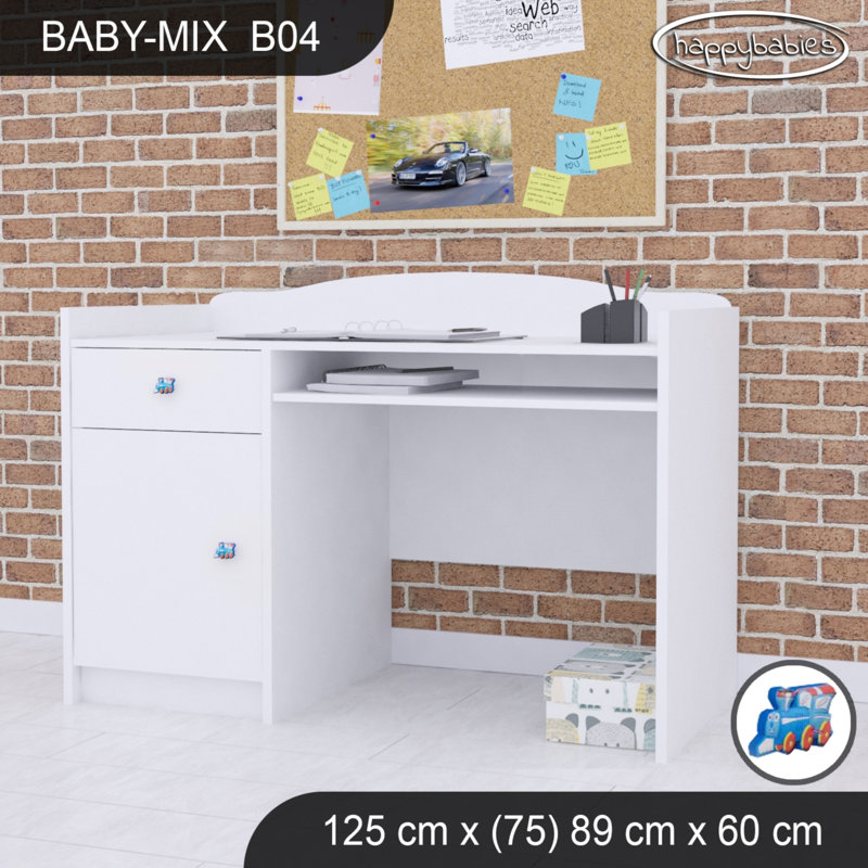 125cm Computer Desk, White