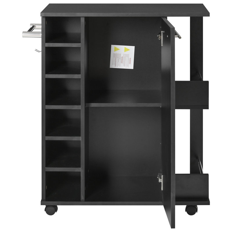 Alyre Wood Kitchen Cart, Black