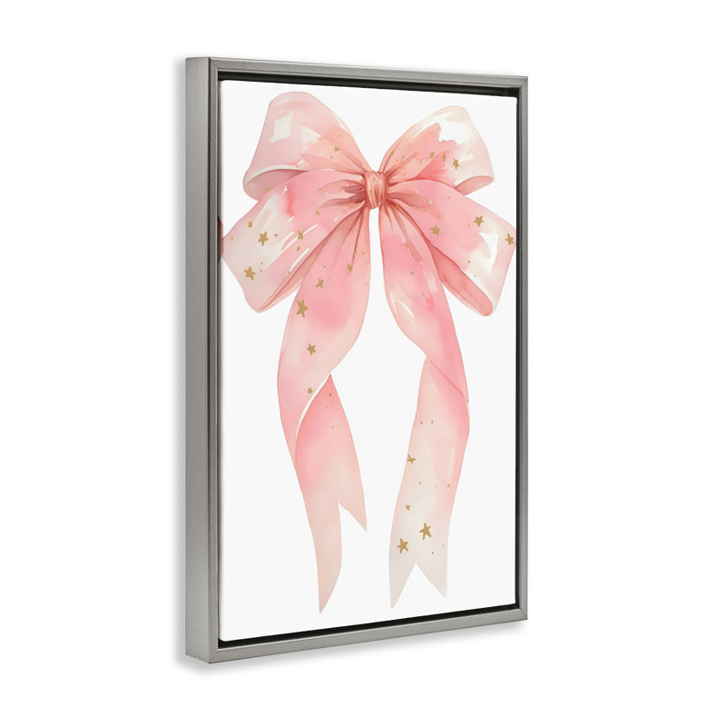 Arc rose avec cadre flottant étoiles dorées, design par Creative Studio, Cadre flottant gris lustré, H 31 po x l 21 po