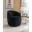Fauteuil en velours noir avec capacité de pivotement, forme et anneau en métal, détail