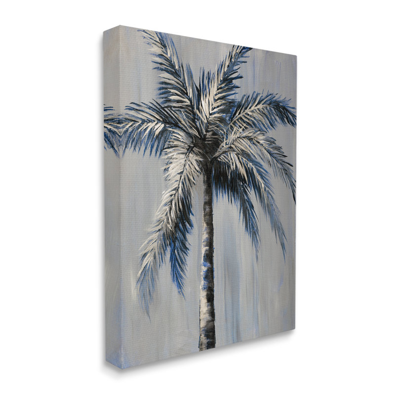 «Bay Isle Home», palmier moderne gris, estampe numérique de Nan, Giclée encadrée noir minuit, H 20 po x l 16 po x P 1,5 po