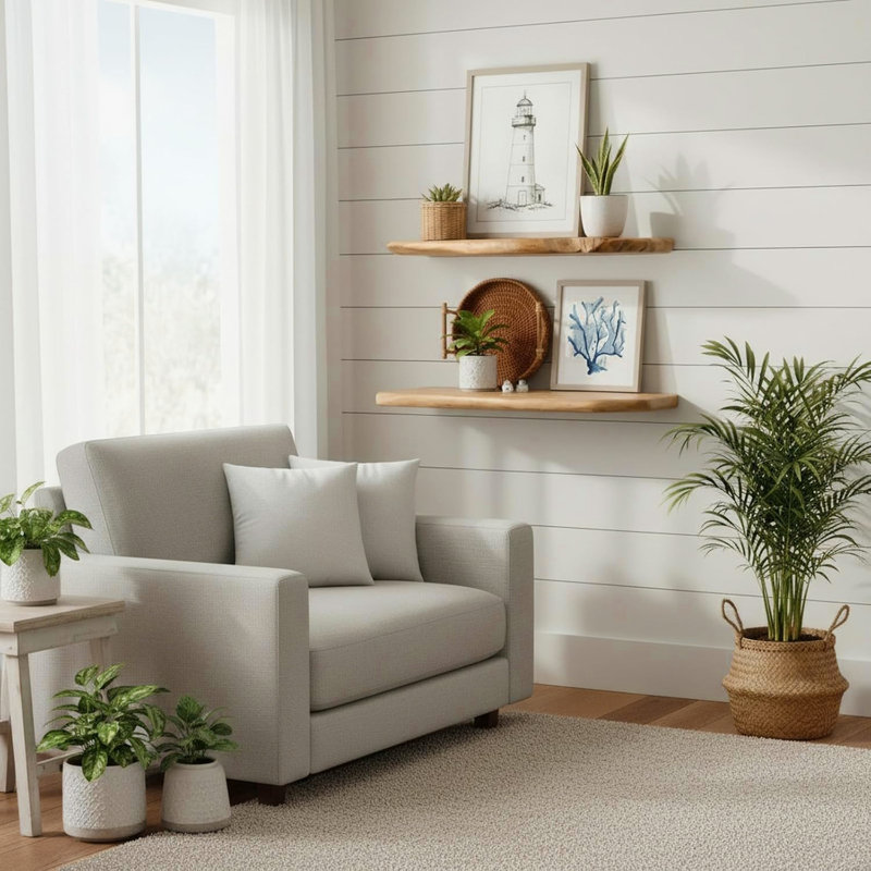 Zuzia 2 Piece Free Form Cedar Solid Wood Floating Shelf, 1.74"H x 23.65"W x 7.87"D