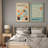 Classical Artwork Geometric Teal Abstract Mid-Century Modern Picture Framed Canvas 2 Pieces Print Wall Art-71660108-71660109