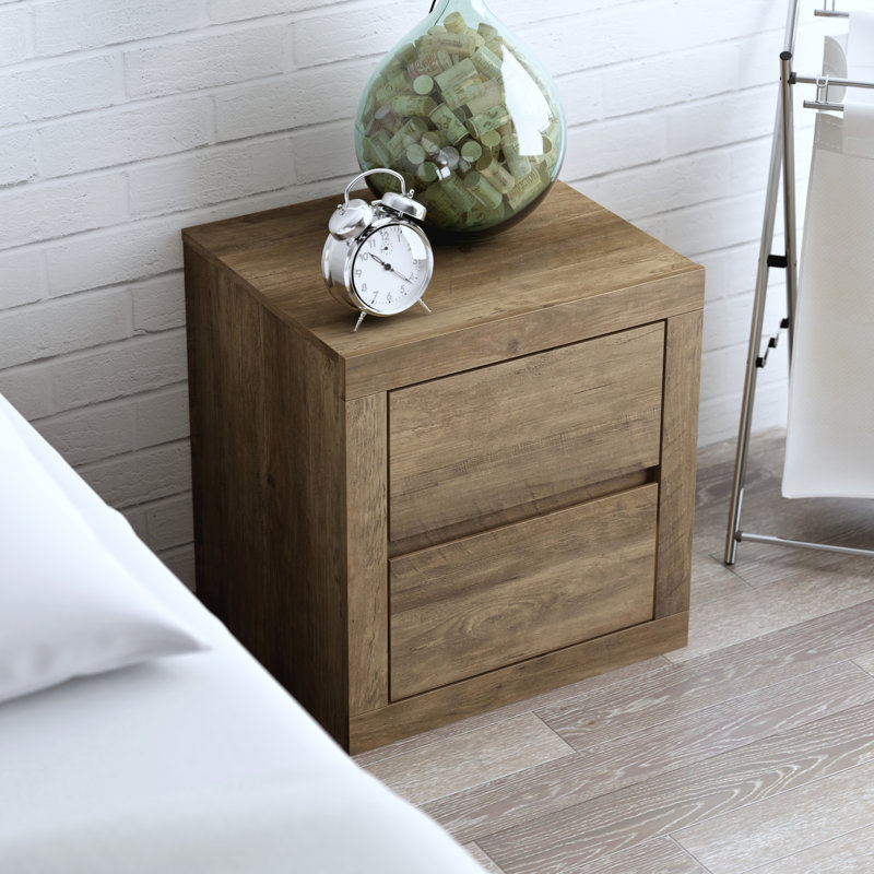Brannick 20.3" Tall 2 - Drawer Nightstand, Knotty Oak