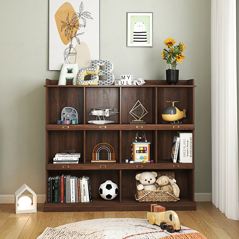 10-Shelf Bookcase, Bookshelf With Cubby Storage