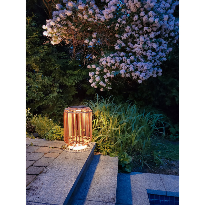 Beige Rattan Solar Powered LED Outdoor Floor Lamp