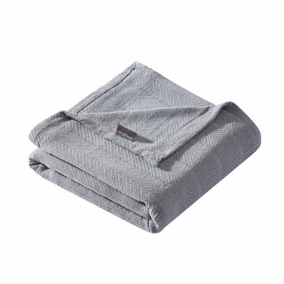 Eddie Bauer Herringbone 100% Cotton Reversible Blanket