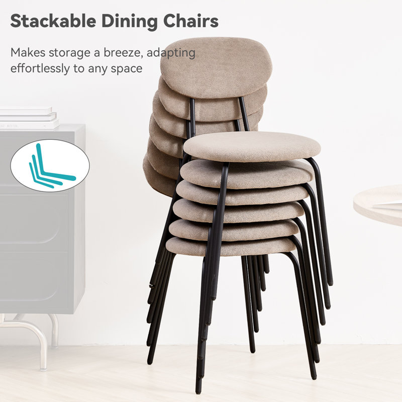 Cotton Blend Upholstered Metal Stacking Accent, White