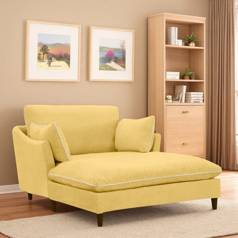 Chaise longue moderne avec coussins, Jaune
