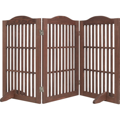 Wooden Freestanding Foldable Pet Gate for Dogs, 30 inch 3 Panels Step Over Fence, Dog Gate for The House, Doorway
