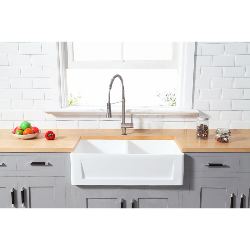 Arcticstone 36" x 18" Double Basin Farmhouse/Apron Kitchen Sink