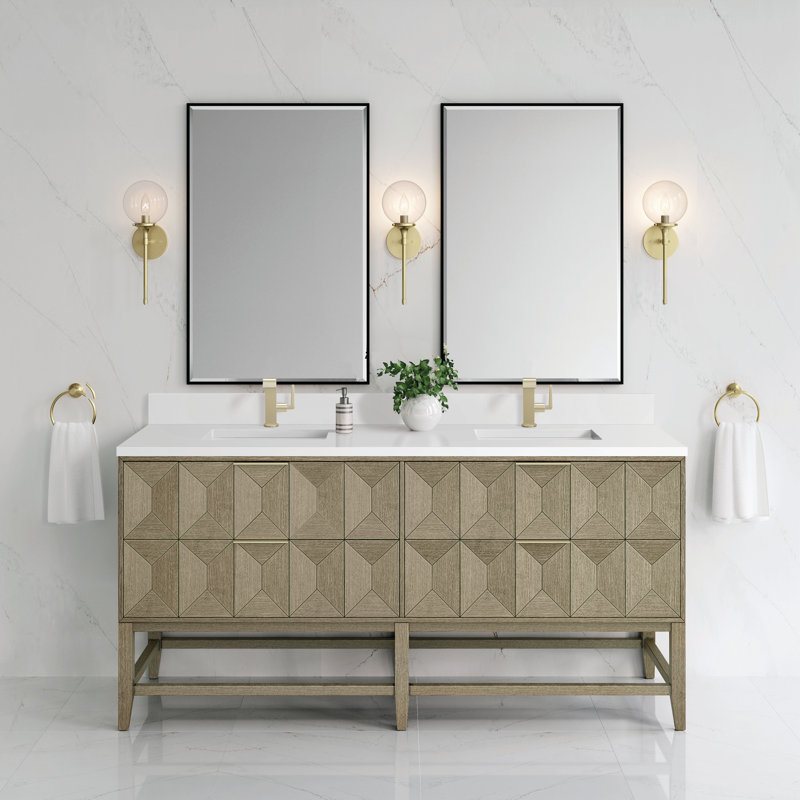 Emmeline 72'' W Vanity, White Zeus, 8" Widespread