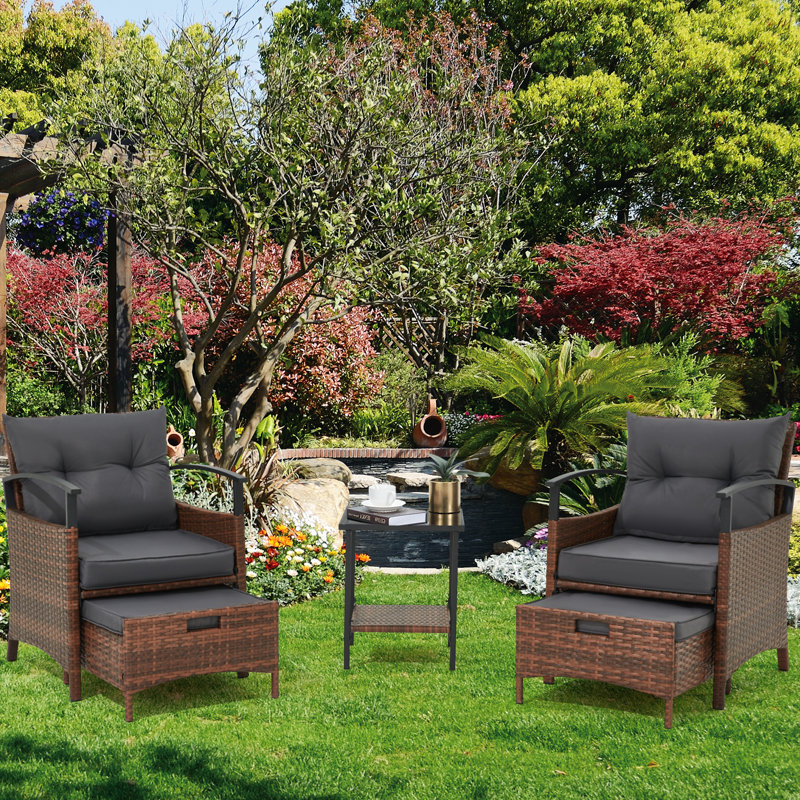 Rashaan 2 - Person Patio Conversation Set with Cushions, Gray
