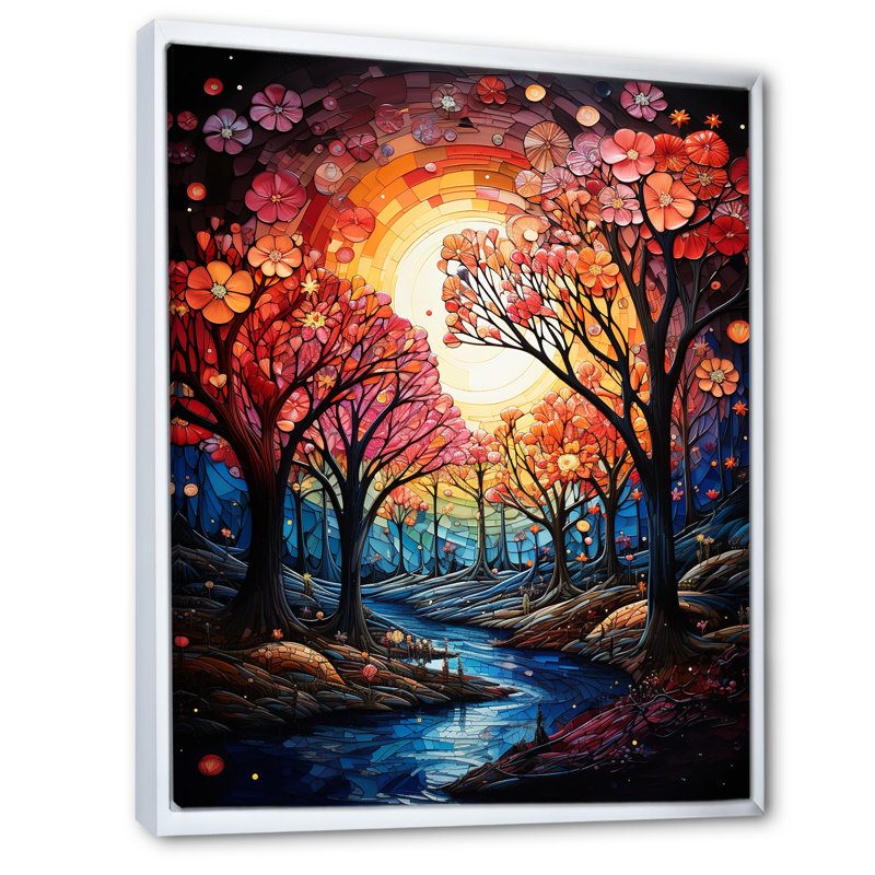 Toile mauve et rose IV sur toile, H 44 po x l 34 po x P 1,5 po, Cadre flottant blanc