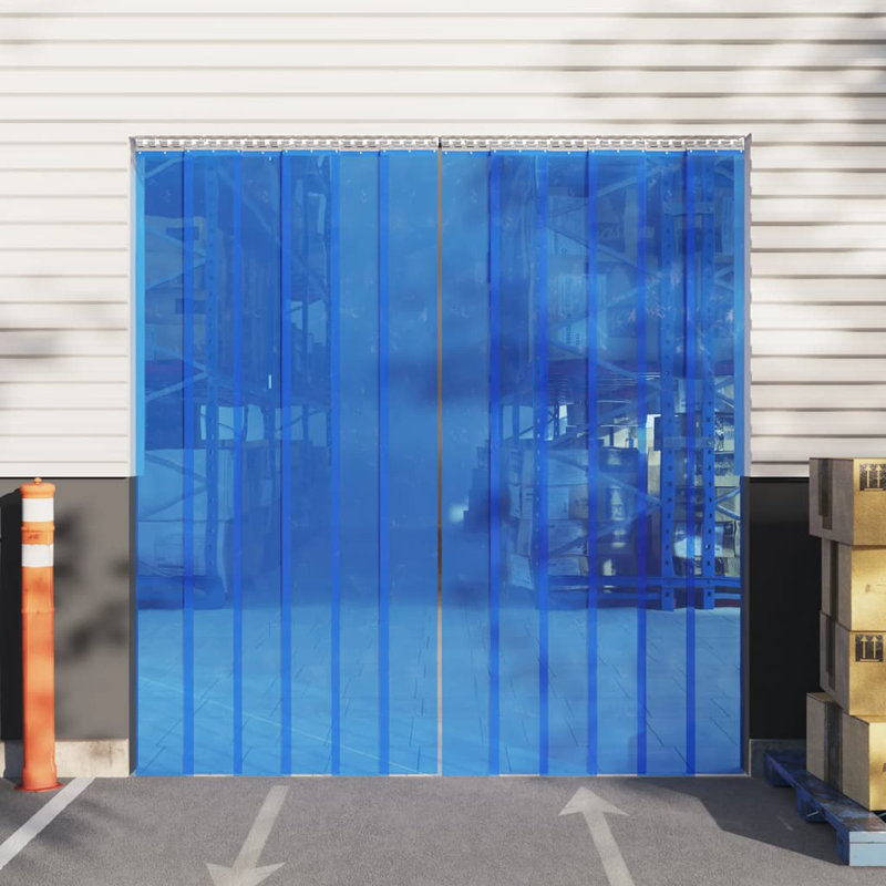 Plastic Sheer Door Curtain Single Panel, Blue, Width 20 x Drop 250 cm