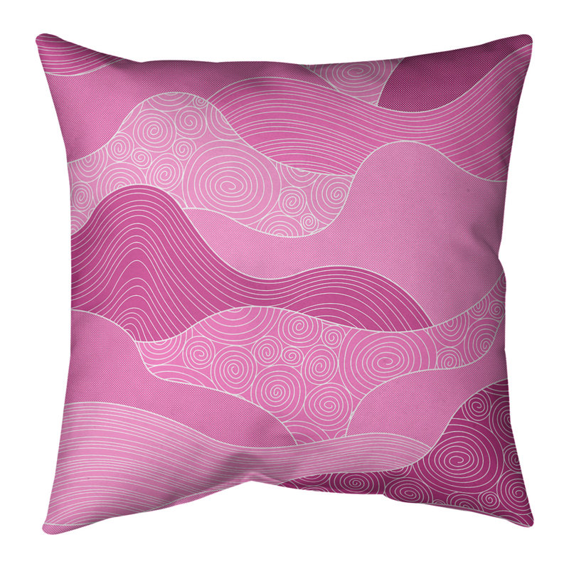 Housse et insert de coussin en daim Katelyn Elizabeth Waves, H 14 po x l 14 po, Pas de bourre, Rose