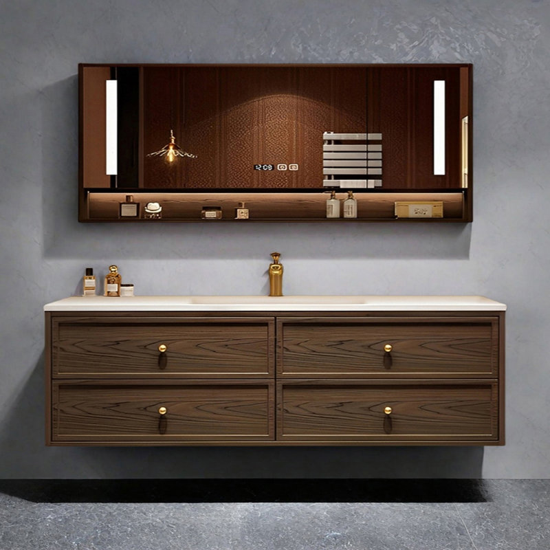 Armoire de salle de bain de style moyen-antique, H 19,68 po x l 62,99 po x P 21,65 po