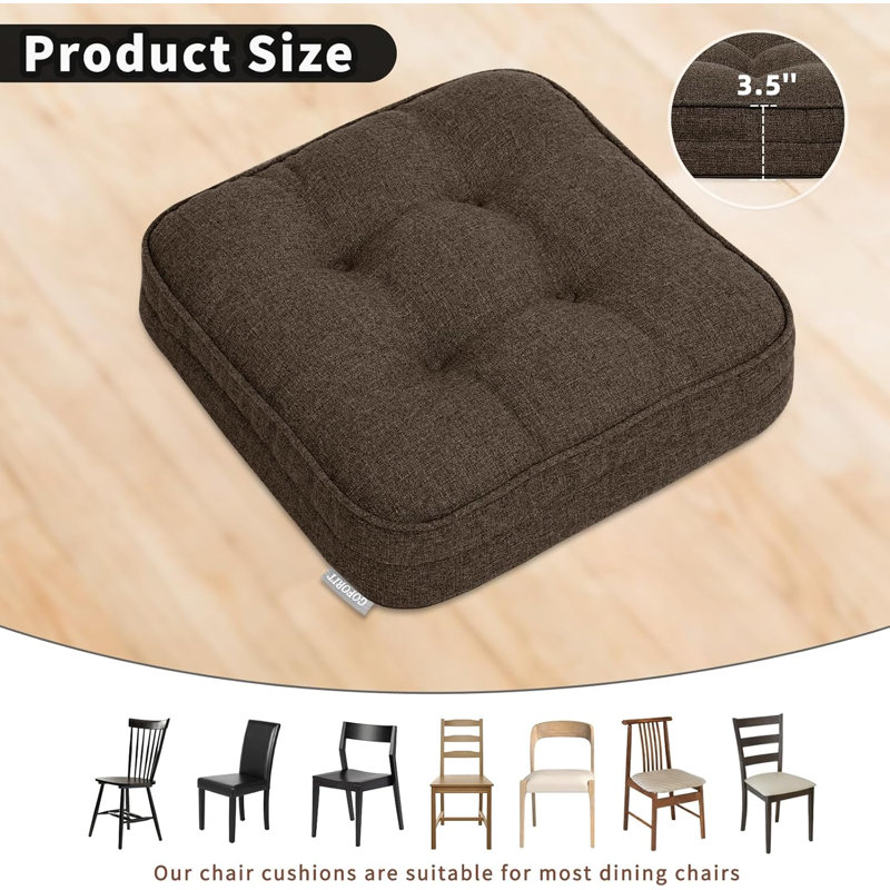 Dual-Layer Memory Foam Chair Cushion 16x16 Inch Non-Slip Silicone Base with Removable Cover