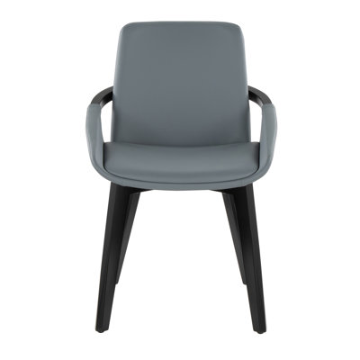 Chaise en bambou noir et similicuir noir