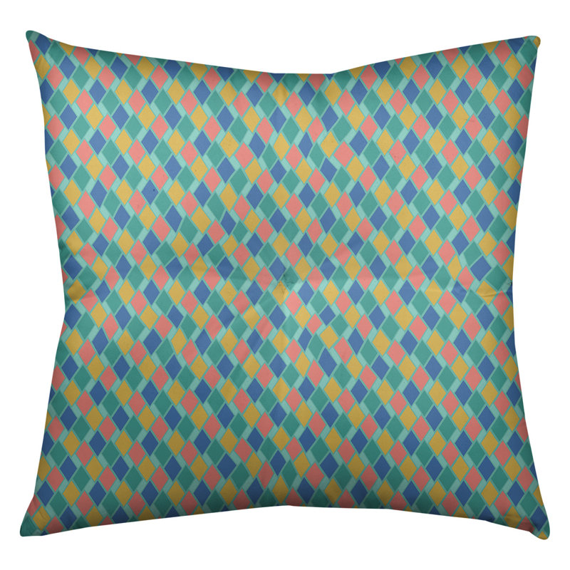 Coussin Katelyn Elizabeth, 26 po x 26 po, Vert / bleu