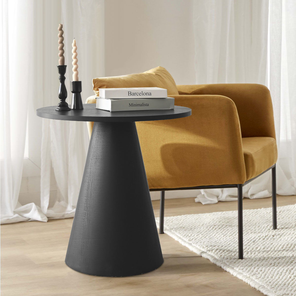 Wade Logan® Carnisha 24 Inch Round Black Pedestal End Table & Reviews