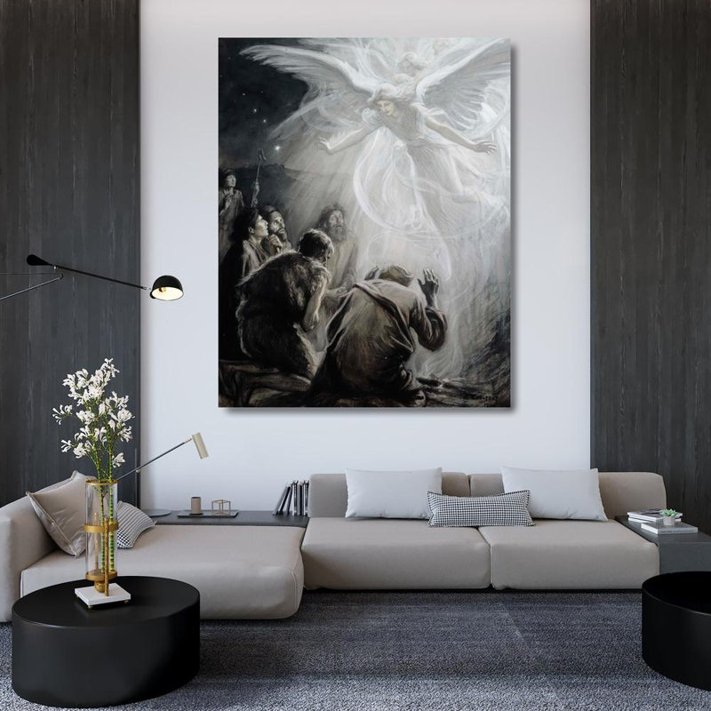 «Revelation of Angels to Shepherds» par Albert Edelfelt, reproduction d'art sur toile tendue avec châssis, H 40 po x l 28 po