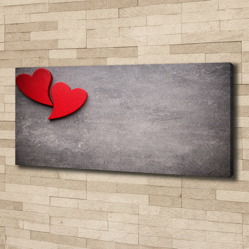 Red Hearts - No Frame Print on Glass, Canvas, 50cm H x 125cm W x 2cm D