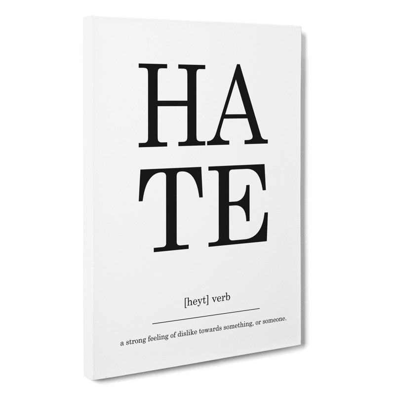 Definition Of Hate - Wrapped Canvas Print, 50cm H x 35cm W x 3cm D