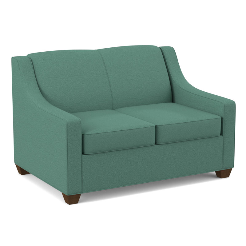 Phillips 52" Square Arm Loveseat with Reversible Cushions, Montana Walnut, Antic Lagoon