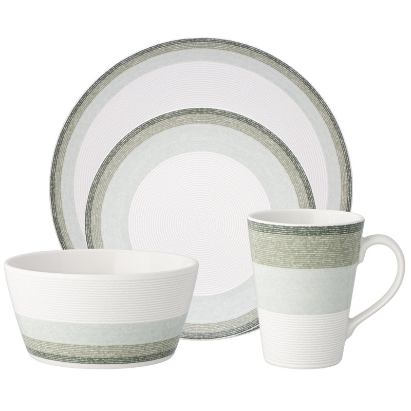 Noritake Colorscapes Layers Coupe 4-Piece Place Setting, Service for 1, Sage