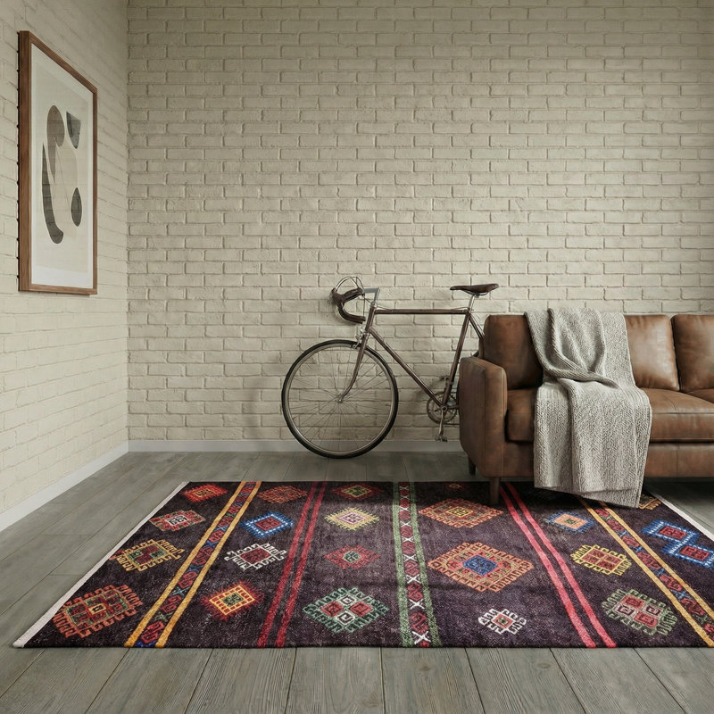 Tapis marocain Thambiah, Tapis de couloir 2 pi 8 po x 9 pi 11 po