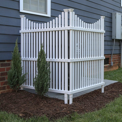 45in H x 36in W (2 Panels) No Dig Enclo Huntersville White Vinyl Privacy Screen, Outdoor Privacy Panels, Trash Can Enclosure, Air Conditioner Fence, P by Enclo