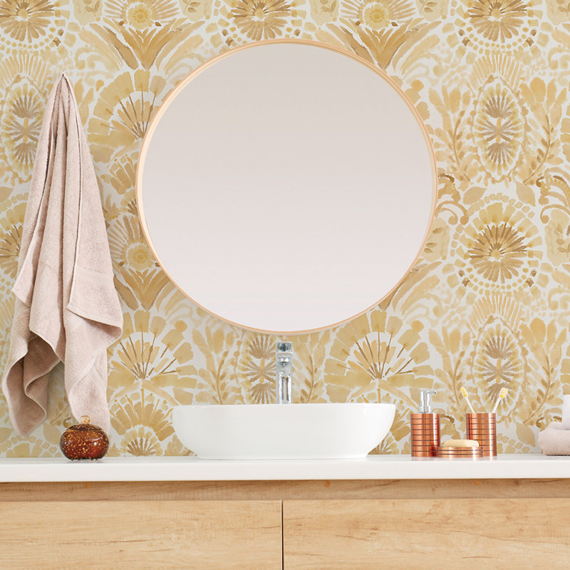 Gernhard 16.5' L x 20.5" W Peel and Stick Wallpaper Roll, Saffron, 16.5" L x 20.5" W