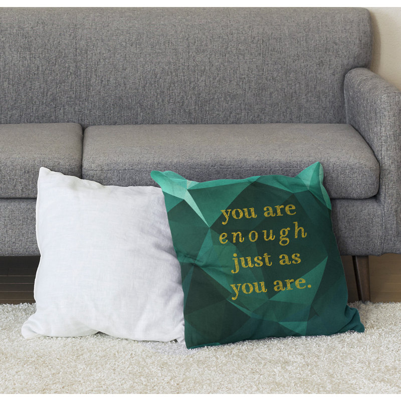Coussin de sol en pierre précieuse you are so, 40 po x 40 po, Émeraude / doré