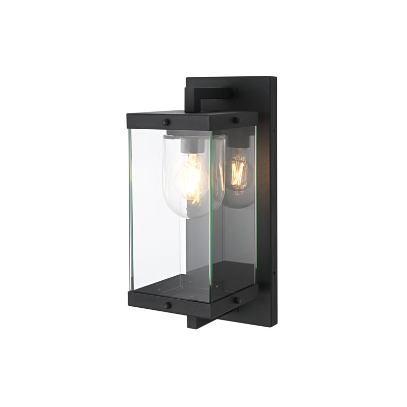 Keaton Outdoor Wall Sconce in Black, 17" H x 7" W x 9" D