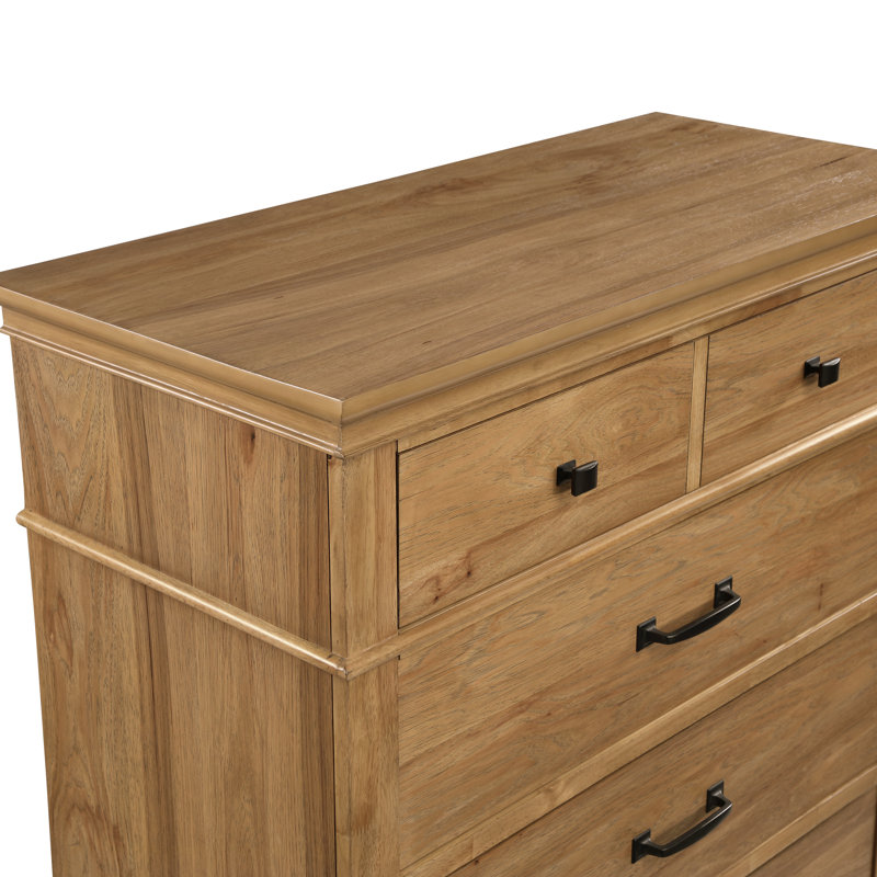 Esterel Wood 5-Drawer Chest, Honey Brown