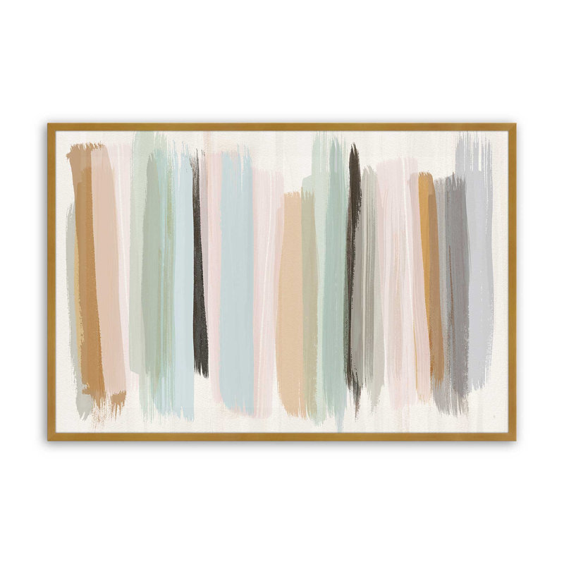 Imprimé panache pastel, Papier avec cadre simple doré poli, H 25,25 po x l 37,25 po x P 1,25 po