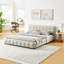 Grand lit tapissier, cadre de lit rembourré confortable, tissu chenille, avec tête de lit et cadre de lit solide. Avec tiroir pour le rangement - beige (88,5 po x 68,5 po x 31 po)-2037802664-2037802666
