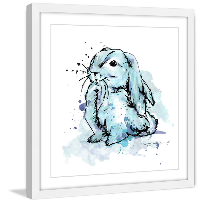 «Lapin Bleu», reproduction encadrée, H 18 po x l 18 po x P 1,5 po
