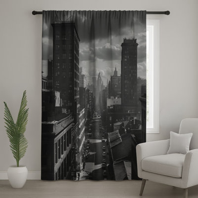 Rideaux de fenêtre noir et blanc Cityscape