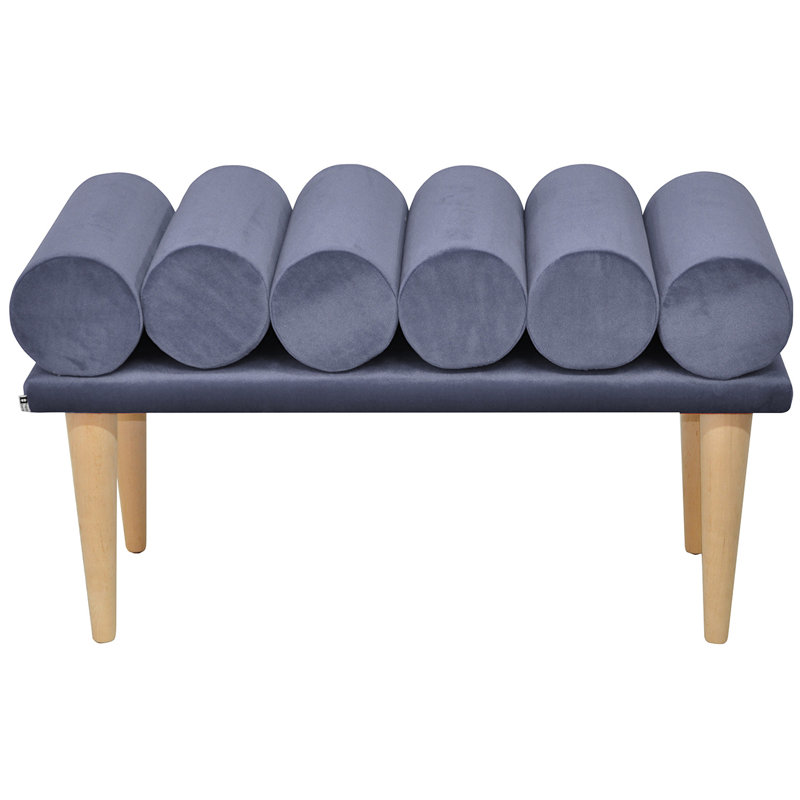 Scandi Upholstered Bench, Dark Blue